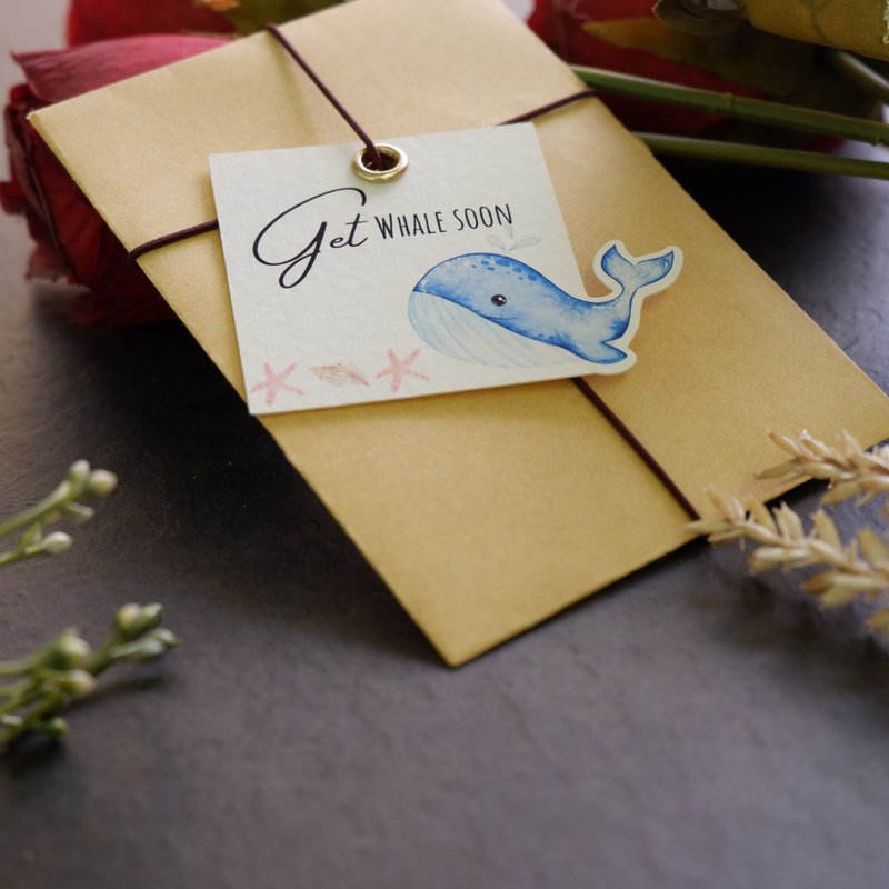 【interest. Get well soon] gift tag Get whale soon - Bookmarks - Paper Blue