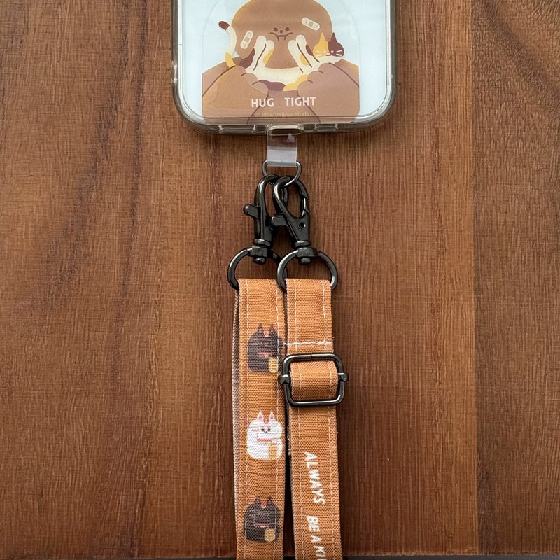 Adjustable strap mobile phone strap lightweight tarpaulin-Lucky Cat GOOD LUCK - อุปกรณ์เสริมอื่น ๆ - วัสดุกันนำ้ สีส้ม