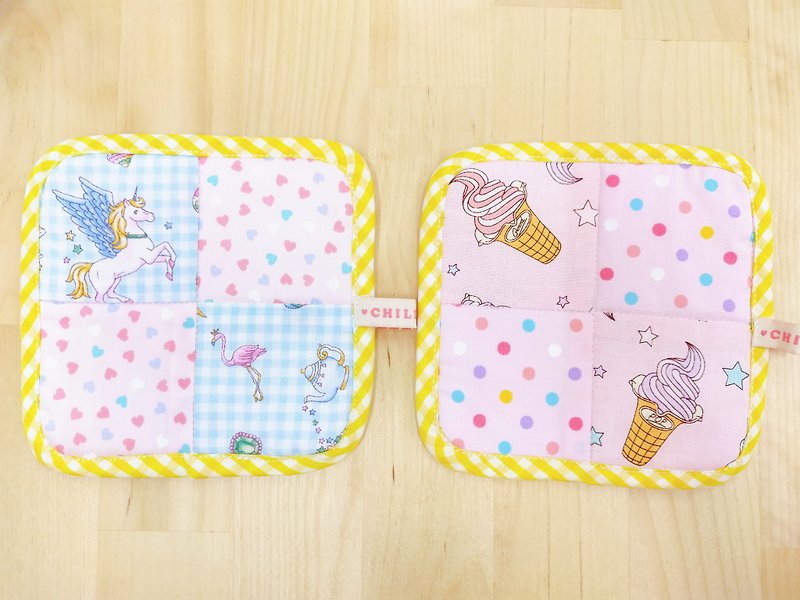 Unicorn ice cream patchwork coaster