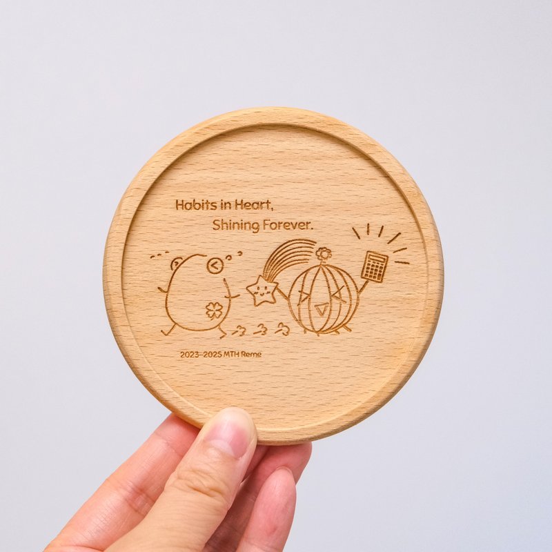 【Custom Portrait】Solid Wood Coaster - ที่รองแก้ว - ไม้ สีนำ้ตาล