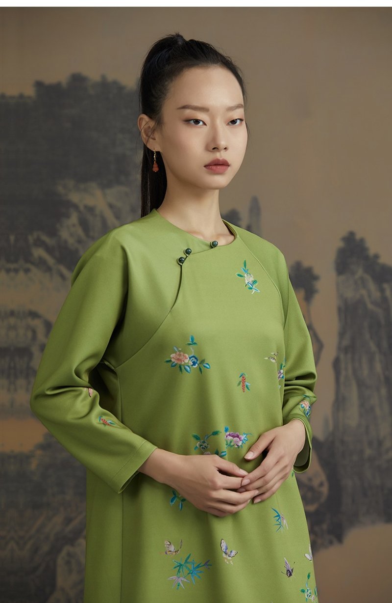 Wei Rui/New Chinese Style Retro Cheongsam Dress - ชุดเดรส - เส้นใยสังเคราะห์ หลากหลายสี