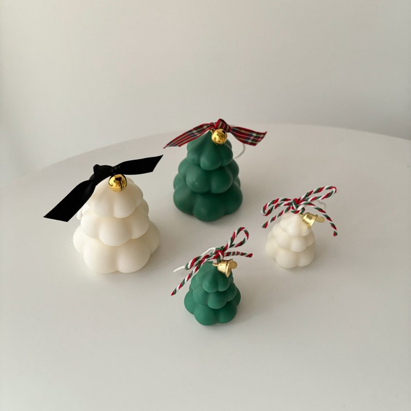 Fat Cream Christmas Tree Christmas Tree Candles Christmas Gift Exchange Gift - เทียน/เชิงเทียน - ขี้ผึ้ง 