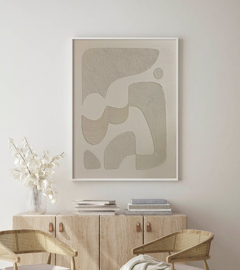 Textured wall art | Textured art | Texture canvas |Textured painting | Ashen Bay - 壁貼/牆壁裝飾 - 棉．麻 灰色