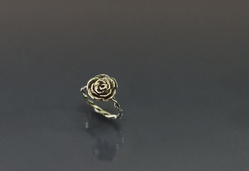 Maple jewelry design 花系列-手捏玫瑰925銀戒(中)