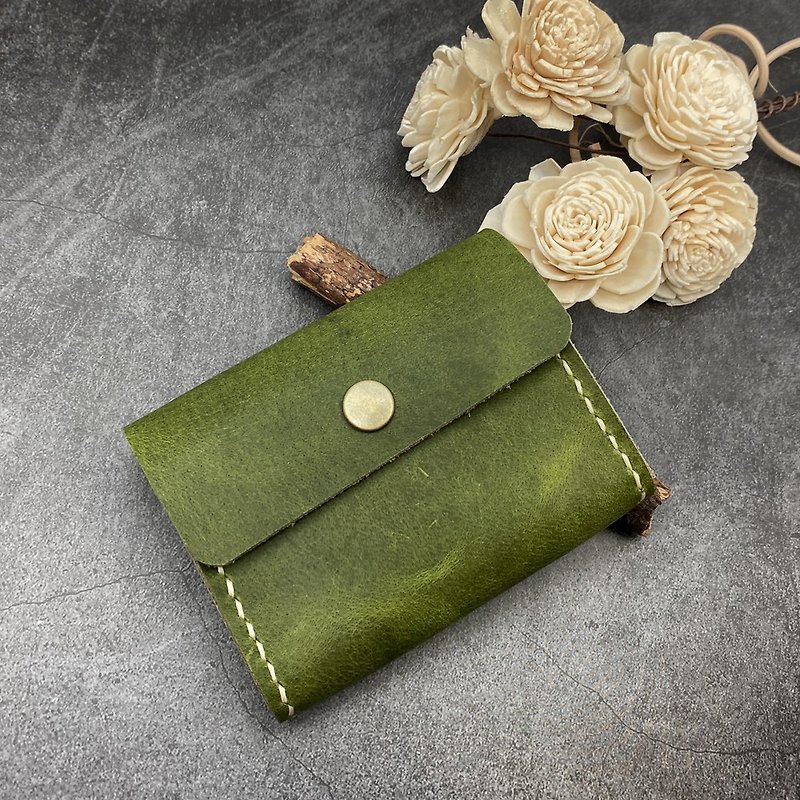 U6.JP6 手工皮件-純手工縫製綠色包.卡片包/錢包/萬用包/男女適用 - 其他 - 真皮 綠色