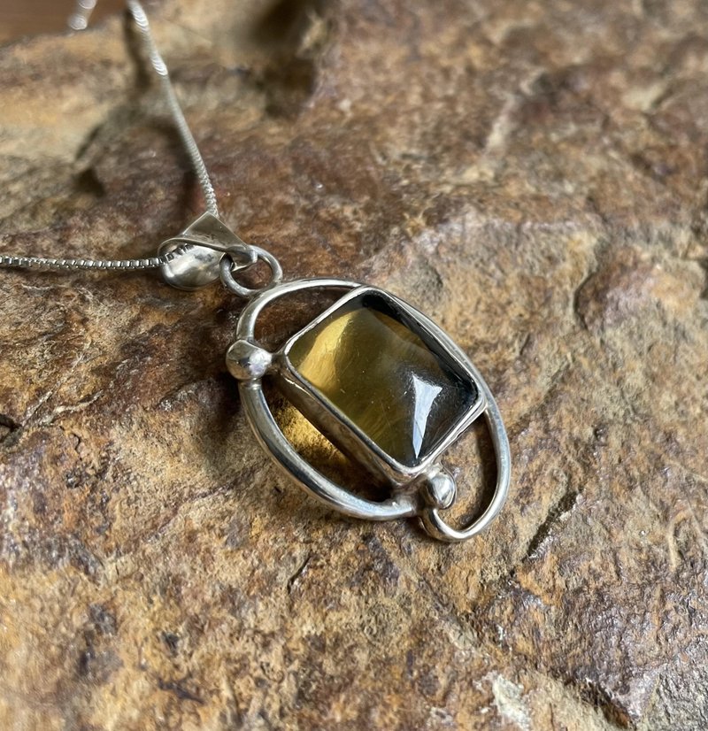 Vintage Natural Gem Sterling Silver Necklace - สร้อยคอ - เครื่องประดับพลอย 