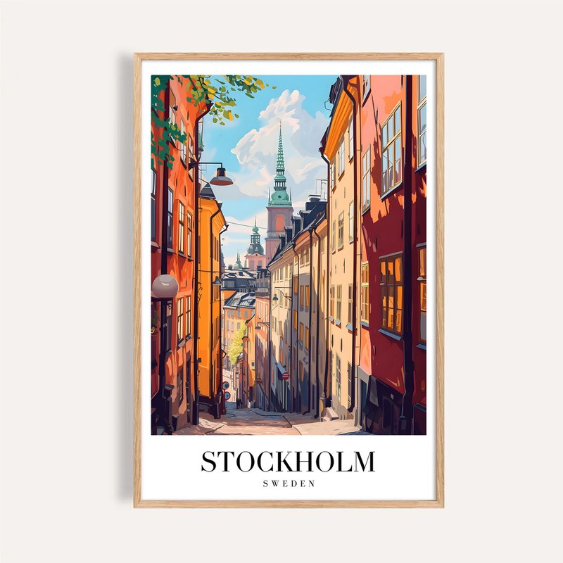 斯德哥爾摩老城 Stockholm Old Town / 城市景觀插畫海報 掛畫 - 海報/掛畫/掛布 - 紙 