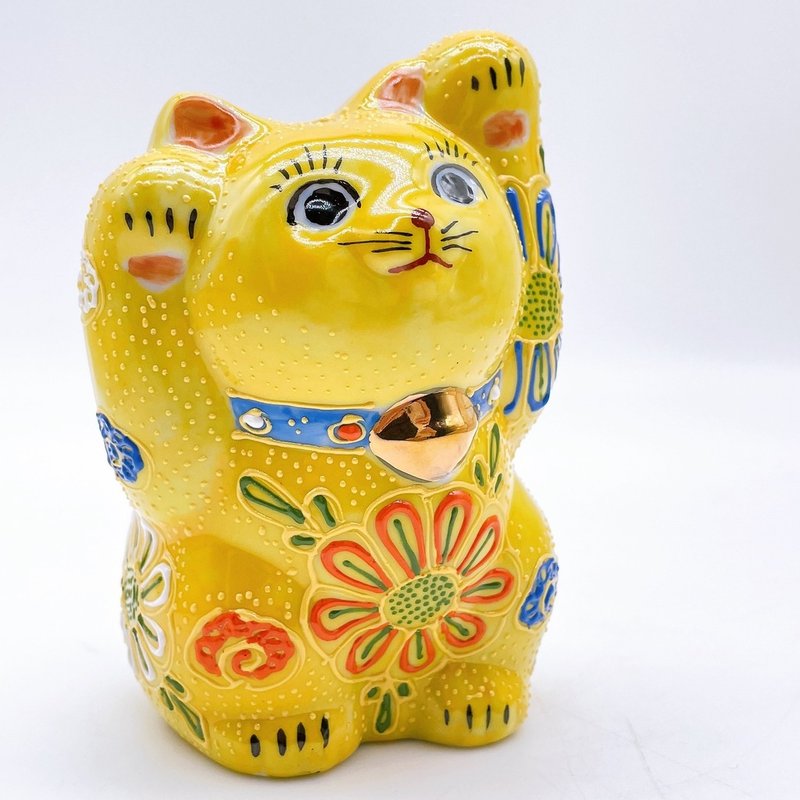 【金喵雙願】日本九谷燒招財貓 | 黃盛 - 擺飾/家飾品 - 瓷 黃色