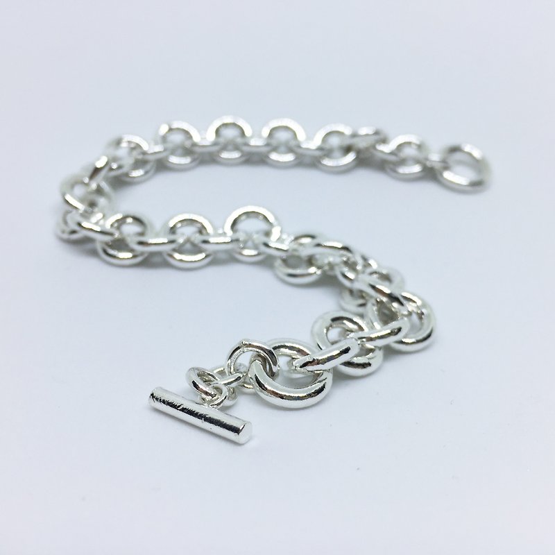 Silver and chain line circle M ► ◄ hand Yinlian - Bracelets - Other Metals Black