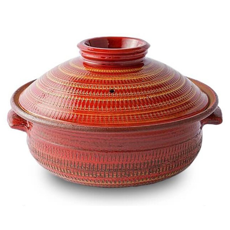 Koishiwarayaki Koishiwarayaki earthenware pot M size 8, for 3 to 4 people - Pots & Pans - Pottery Red