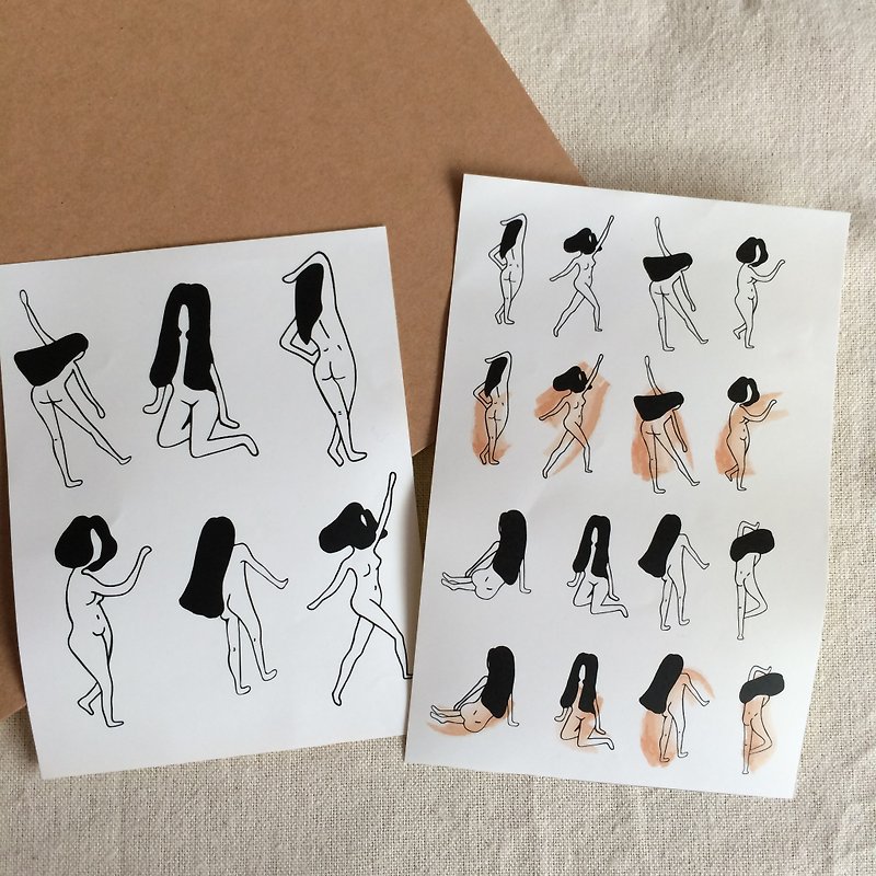 C'est trop Mignon \\ * own hand-painted stickers stickers streaking girls' own shears (2 in) - Stickers - Paper Black