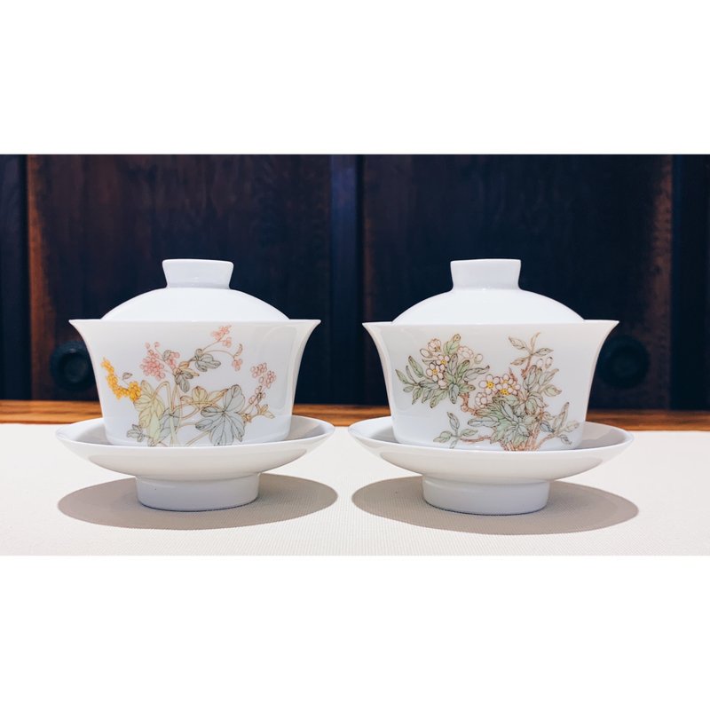 Unspoken Meiware In-glaze Caichuan Bowl and Lid Cup - Teapots & Teacups - Porcelain 