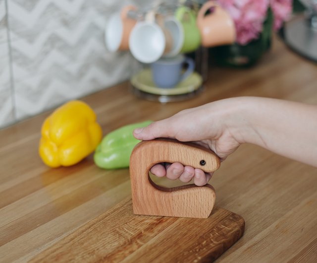 Safe Wooden Knife for Kids and Small Cutting board, Montessori