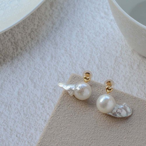 JEWELRY and PEARL FUKUDA Akoya海水珍珠耳環 18K金 日本珍珠 日本製造 巴洛克珍珠耳環
