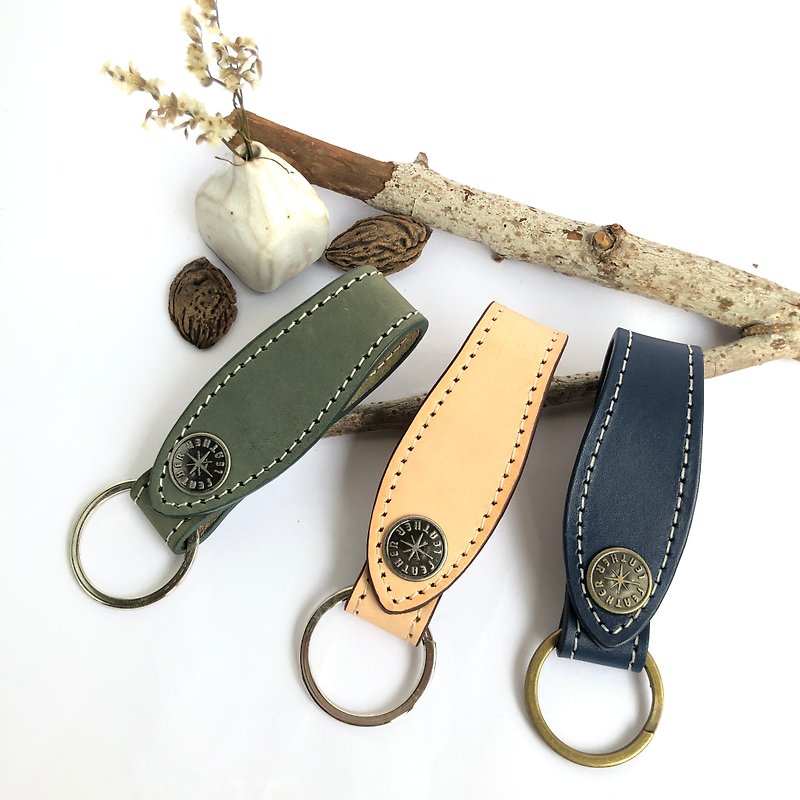 [FeatherLeather] Pointed-shaped wide key ring - Keychains - Genuine Leather 