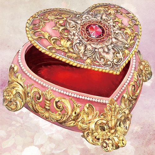 Cream Peach , Orgel melody Heart jewel box item stickers (10color)