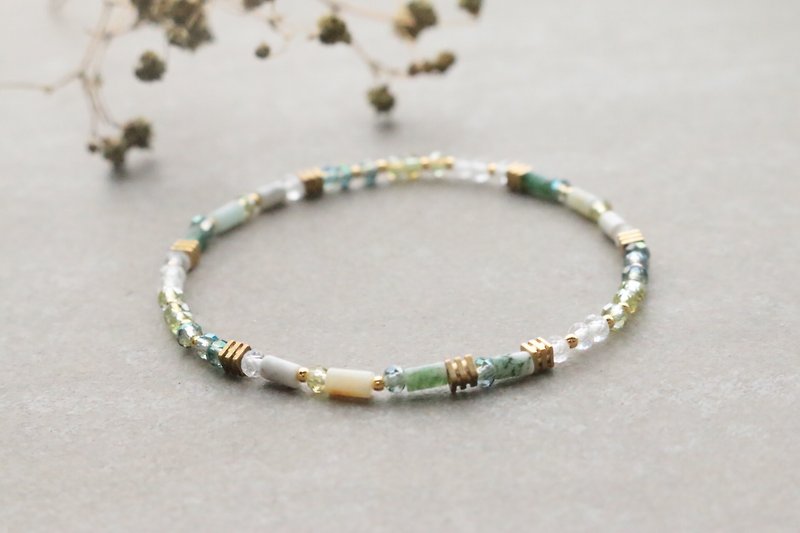 Tianhe Stone Brass Bracelet 1130 - Bonus - Bracelets - Gemstone Green