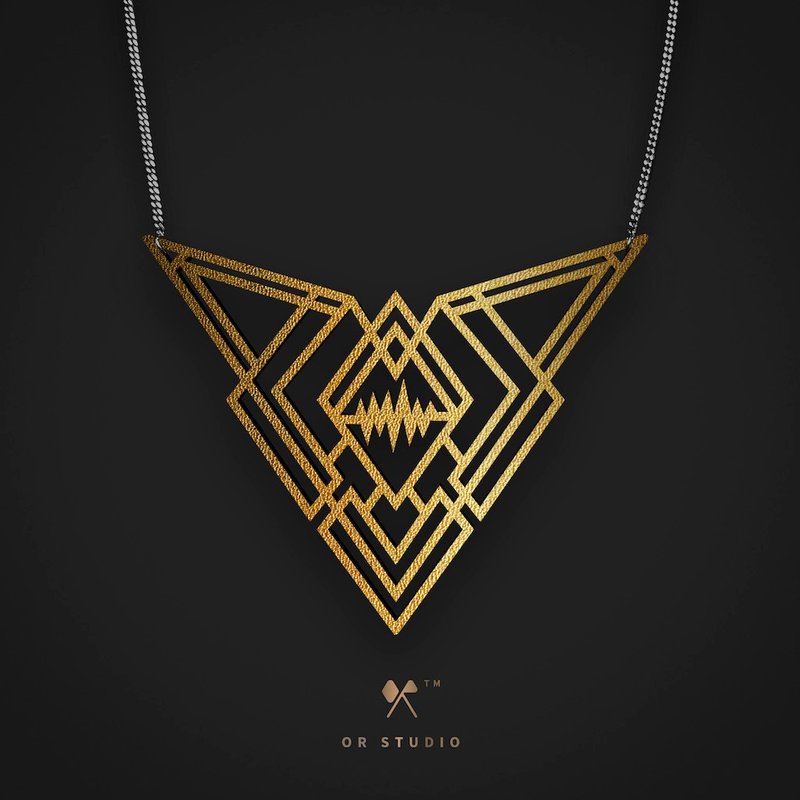 [Gatsby Series] Gatsby ArtDeco Metallic Leather Necklace/Clavicle Chain - Necklaces - Genuine Leather Gold