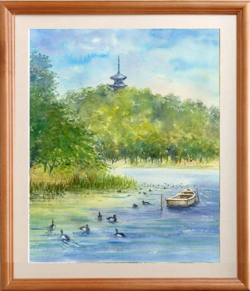 水彩原画「横浜三渓園」 ペンで描く水彩画〜横浜・三渓園編〜 - YouTube
