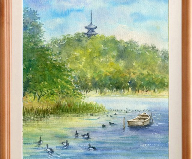 水彩原画「横浜三渓園」 水彩原画「横浜三渓園」 絵画
