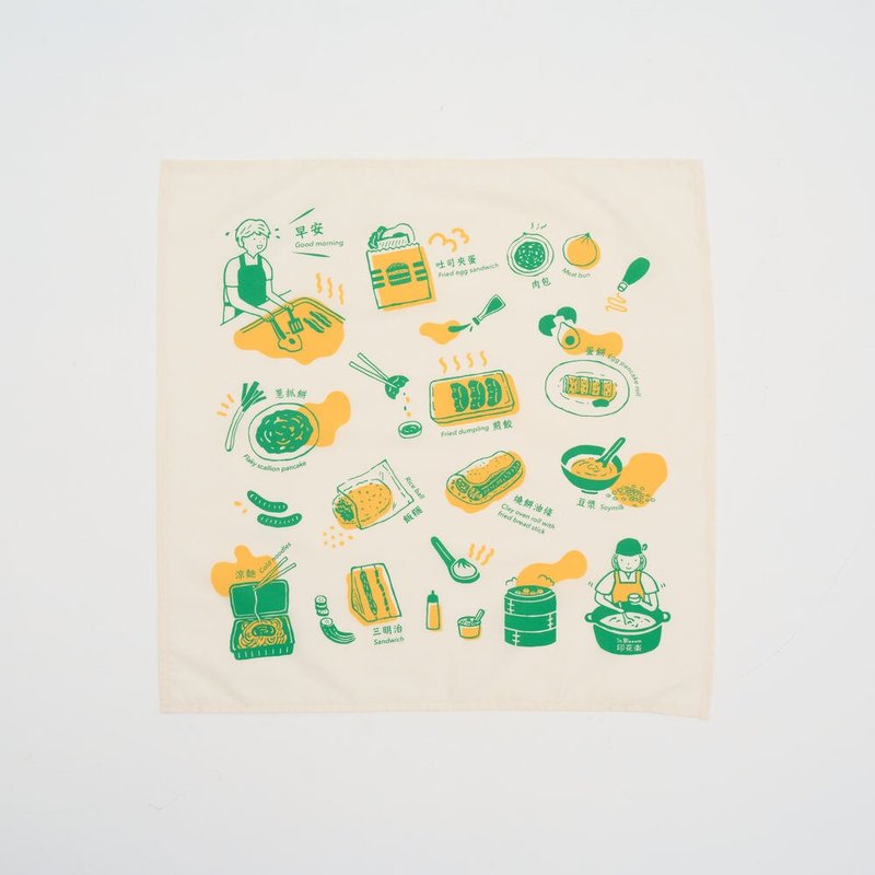 包布巾/台灣早餐/健康綠 - 手帕 - 棉．麻 綠色