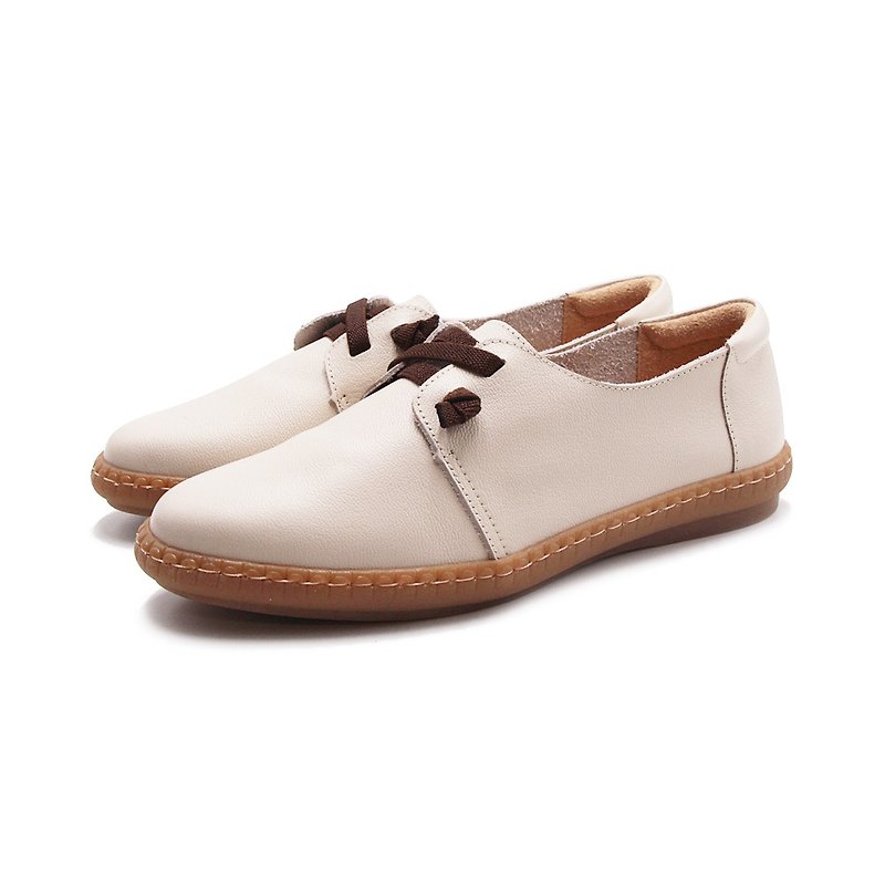 W&M (Women) Japanese Simple Stitching Casual Shoes Women's Shoes-Off-White - Women's Casual Shoes - Genuine Leather 