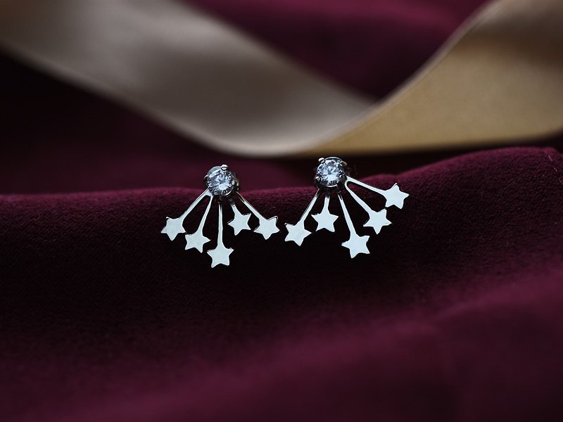 Shining star (Sterling Silver Earrings 2 style female models Stone silver handmade Valentine's Day) - Earrings & Clip-ons - Sterling Silver Silver