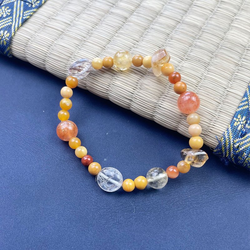 緬甸黃玉 黃塔晶 金運 招財 天然水晶 禮物 能量石手鍊 日本直郵 - 手鍊/手環 - 水晶 橘色