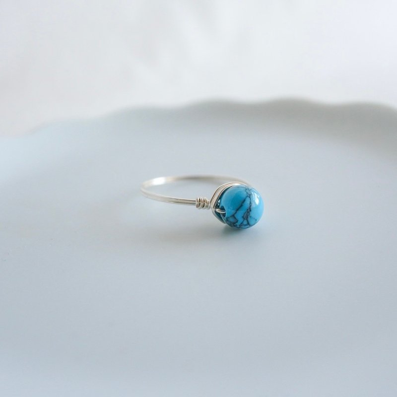 Green Onyx – Small Grain – Gold Ring – Natural Stone Ring - 戒指 - 其他金屬 藍色