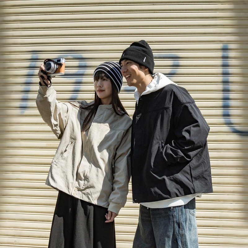 TopBasics Double-Layers Pockets Derby Jacket - เสื้อโค้ทผู้ชาย - ไนลอน สีเทา