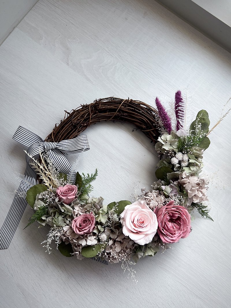 Forest Rose Everlasting Wreath Matte Pink Style - Dried Flowers & Bouquets - Plants & Flowers 