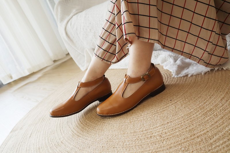 【Autumn leaves】 maryjane shoes - Brown - Women's Oxford Shoes - Genuine Leather Brown