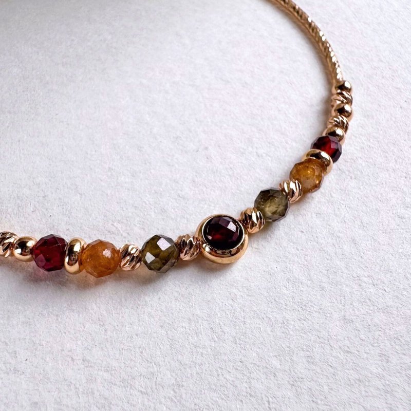 【黑糖蜜梅】 石榴石 黑糖碧璽 | 水晶手鍊 - 手鍊/手鐲 - 寶石 多色