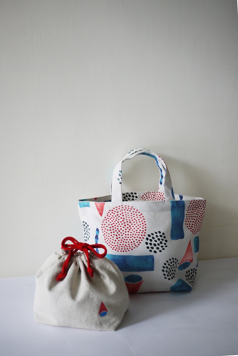moshimoshi | lunch box set (beam pocket + carry bag)-genie - Handbags & Totes - Cotton & Hemp 