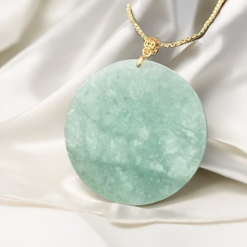 瓔珞珠寶盒 E.L.Jewelry Box 冰綠翡翠無事牌18K金墜頭項鍊 | 天然緬甸玉翡翠A貨| 送禮