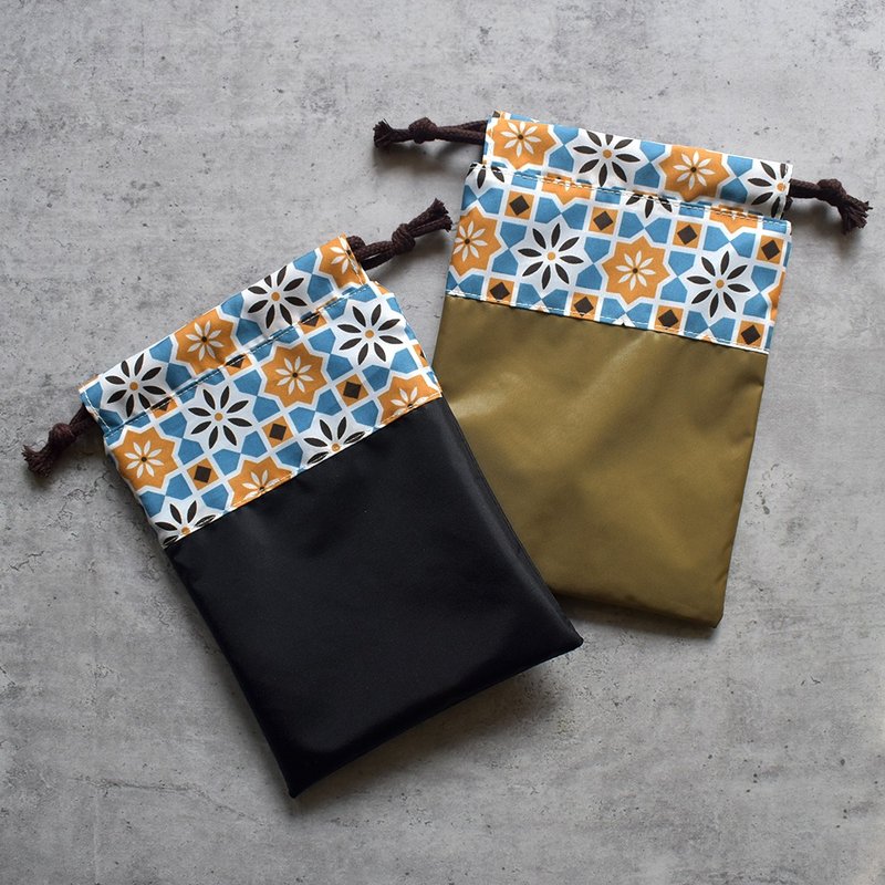 旅行防水束口收納袋16x20_花磚橘 - 束口袋/束口背包/水桶包 - 尼龍 橘色