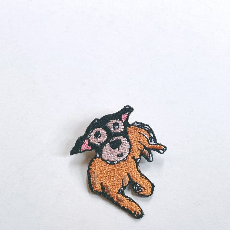 Little Dog-Cute Meeks Embroidery Pin / Patch - เข็มกลัด - งานปัก สีนำ้ตาล