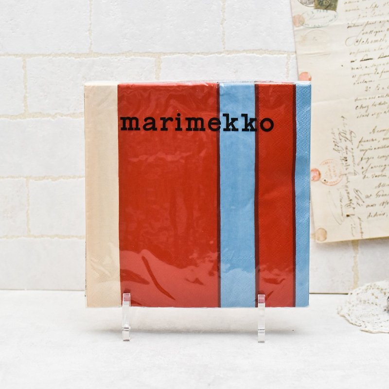 German napkin-marimekko blue and red stripes - ผ้ารองโต๊ะ/ของตกแต่ง - กระดาษ 