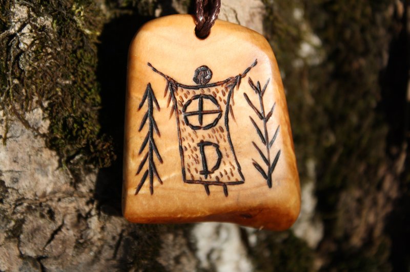 Shaman Forest style Moon Universe Symbol of development Sacred symbol Pendant - 項鍊 - 木頭 