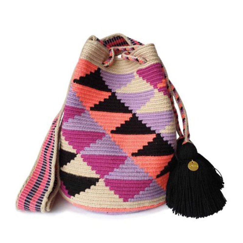 Wayuu Bag Wayuu Bag (M) / Colombia Handmade / Each Only One-[Forest Secret] - กระเป๋าแมสเซนเจอร์ - ผ้าฝ้าย/ผ้าลินิน สีแดง