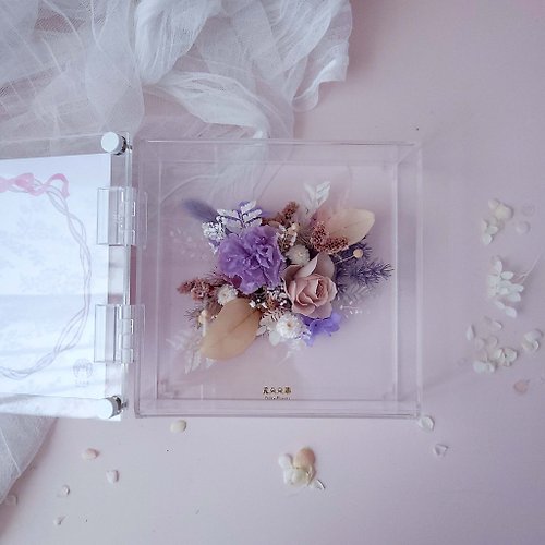 覓朵朵事Follow Flowers 時光寶盒 | 透明仙氣款花盒(獨家訂製) : 雙花風信紫