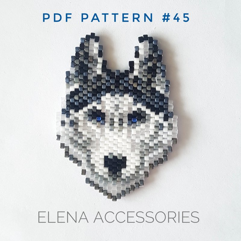 Beaded Husky Brick Stitch PDF pattern for miyuki delica 11/0 seed beads - 其他數位商品 - 其他材質 