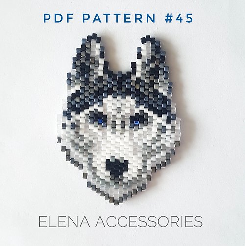 Elena Accessories Art Beaded Husky Brick Stitch PDF pattern for miyuki delica 11/0 seed beads