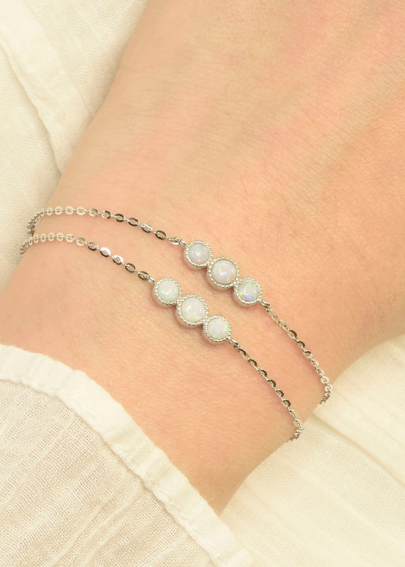 Happiness Opal Bracelet - 925 Sterling Silver - Opal - สร้อยข้อมือ - เครื่องเพชรพลอย 