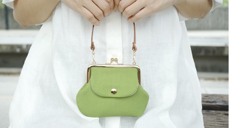 Your exclusive color macaron series pocket kiss lock bag Ruoye can be carried - Messenger Bags & Sling Bags - Cotton & Hemp 