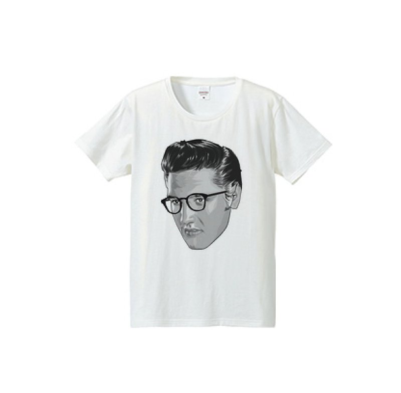 elvis Date glasses monochrome (4.7ozT shirt) - สเวตเตอร์ผู้ชาย - ผ้าฝ้าย/ผ้าลินิน ขาว