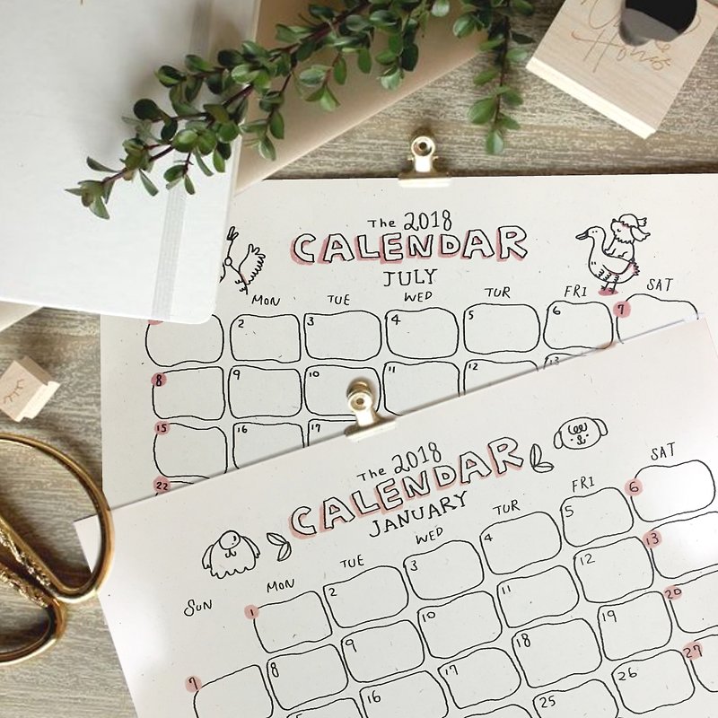2018 large A4 recycled paper calendar - Calendars - Paper White