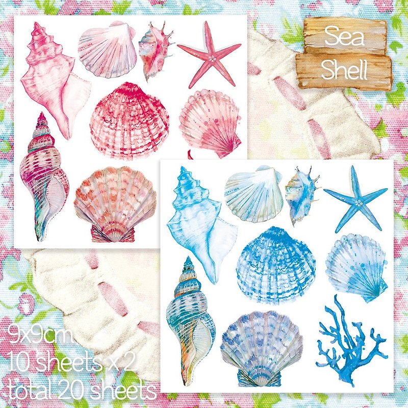 Sea Shell 2types mix (honne market) - 貼紙 - 紙 多色