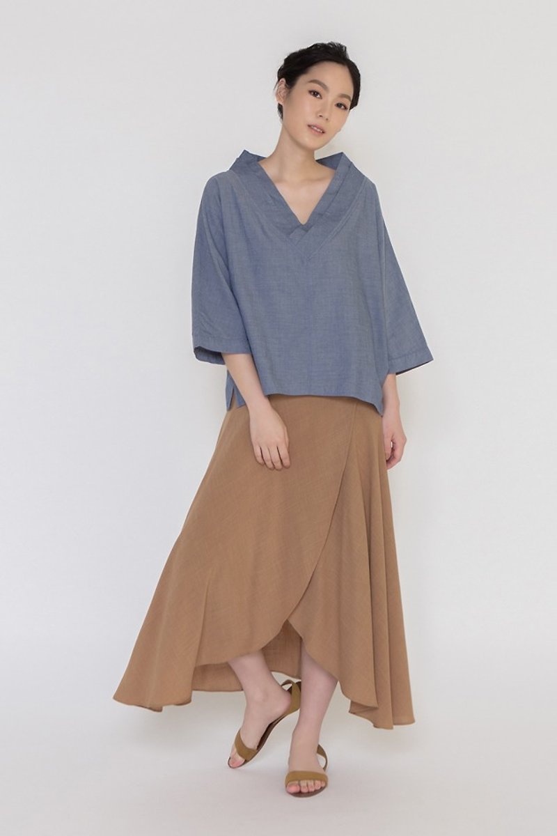 靈光隨想綁帶一片裙 ( One Fine Reverie One-piece Skirt ) - 黃棕 - 裙子/長裙 - 聚酯纖維 