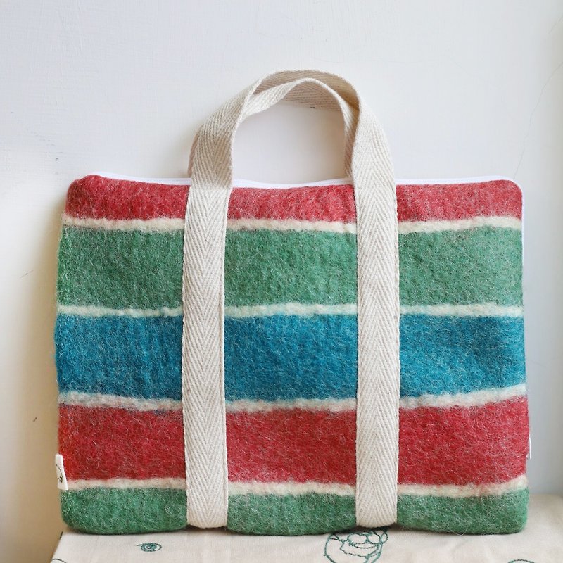 Wool felt Taiwan retro eggplant bag PAD bag tote bag handbag suitable for cultural coins - Handbags & Totes - Wool Multicolor